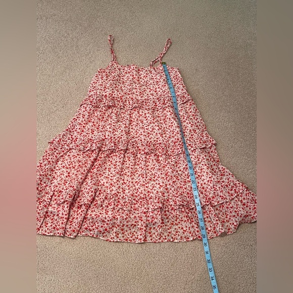 NEW - Hem & Thread Red Floral Tiered Babydoll Dress - Size: Medium - Picture 3 of 4